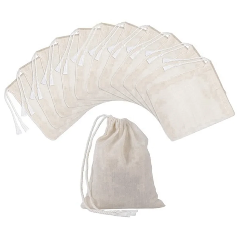 

A63X-300 Pieces Drawstring Cotton Bags Muslin Bags,Tea Brew Bags (4 X 3 Inches)