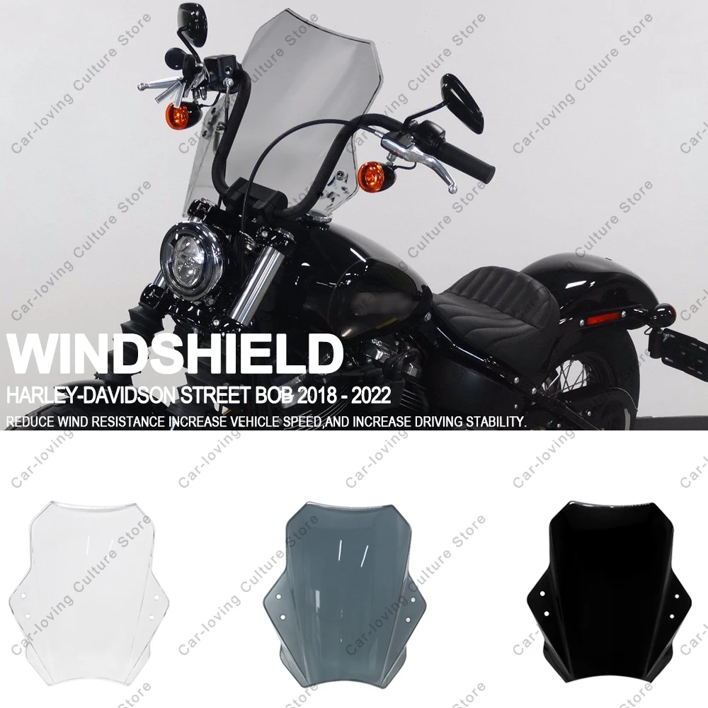 Motorcycle High quality ABS Windscreen Windshield Universal Adjustable Windshield For Harley-Davidson Street Bob 2018 - 2022