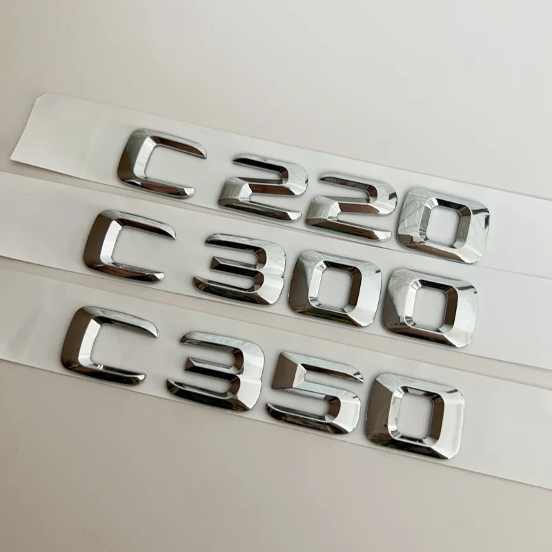 3D ABS Chrome Logo C180 C200 C250 C300 C350 C220 Emblem Letters Sticker Car Trunk Badge For Mercedes W205 W204 W203 Accessories