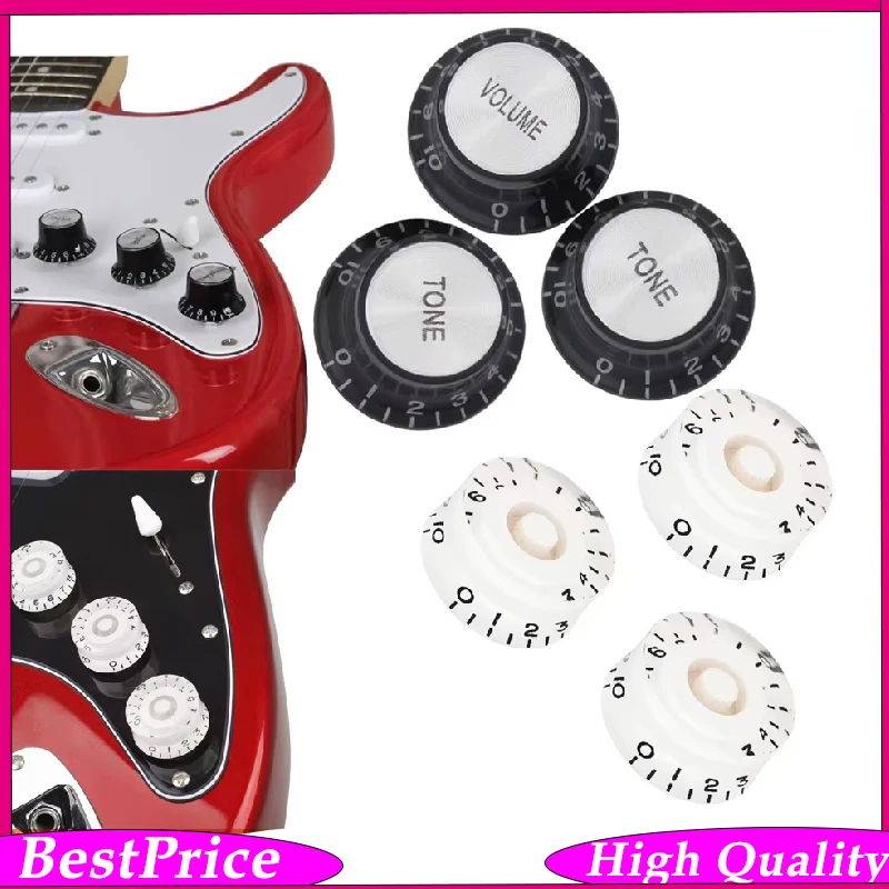 3PCS Guitar Control Knobs Plastic Guitars Strat Knob 1 Volume 2 Tone Control Knobs For Guitar Accessory White Black