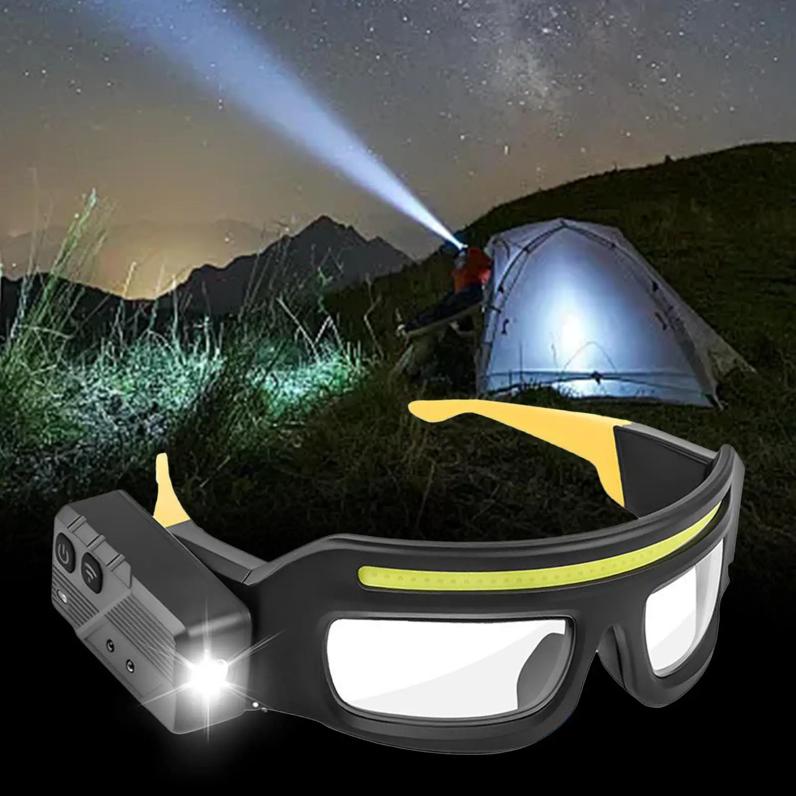Work Glasses for Men Safety Cycling Glasses for Men Anti-Fog Eyewear with TYPE-C Light for Women Men Work Site Motorcycle Dust