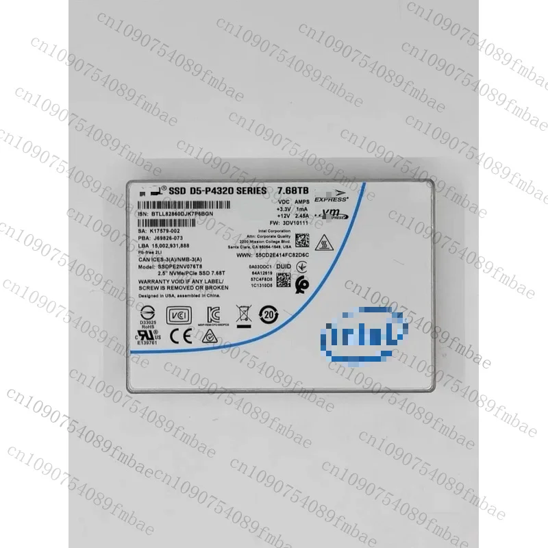 

95% новый 1 шт. для твердотельного накопителя INTEL 7,68 ТБ U.2 D5-P4320 серии PCIE NVME 3DV10100 SSDPE2NV076T8 2,5 дюйма