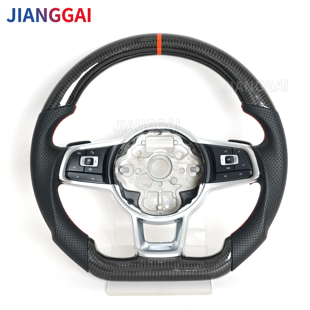 For Volkswagen VW golf mk7 Carbon Fiber Steering Wheel Golf 7 GTI Steering Wheel Full Leather 2015 2016 2017 With Paddles Button