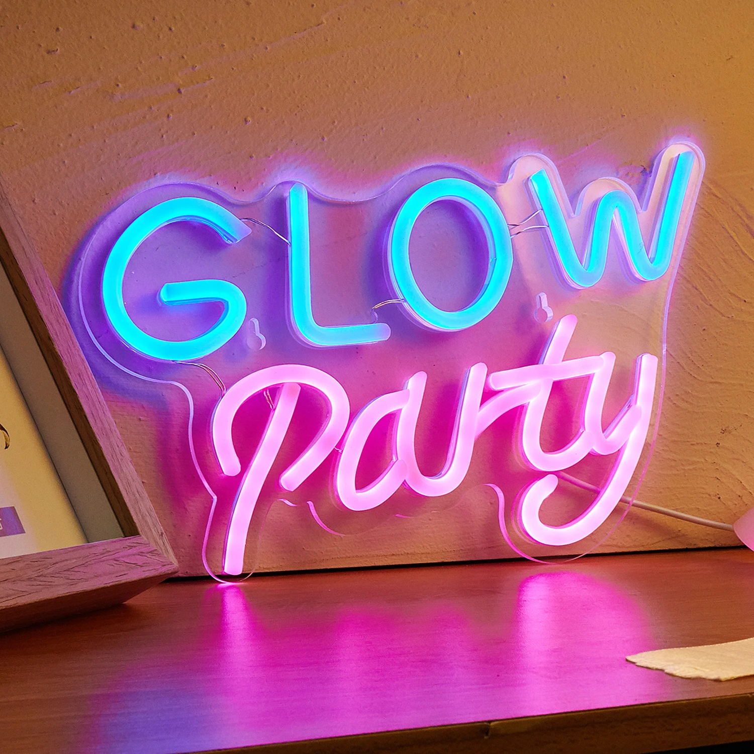 Chi-buy Neon LED świecąca lampka nocna na neony z zasilaniem USB 3D sztuka ścienna i pokój gier wystrój salonu do sypialni