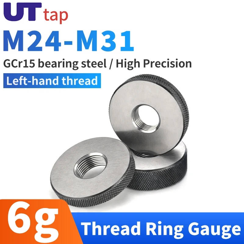 

Набор из 2-х калибровочных колец (1*GO+1*NOGO) 6 г, для левой резьбы M24-M31, стандартный метрический, с мелкой левой резьбой, измерительный инструмент