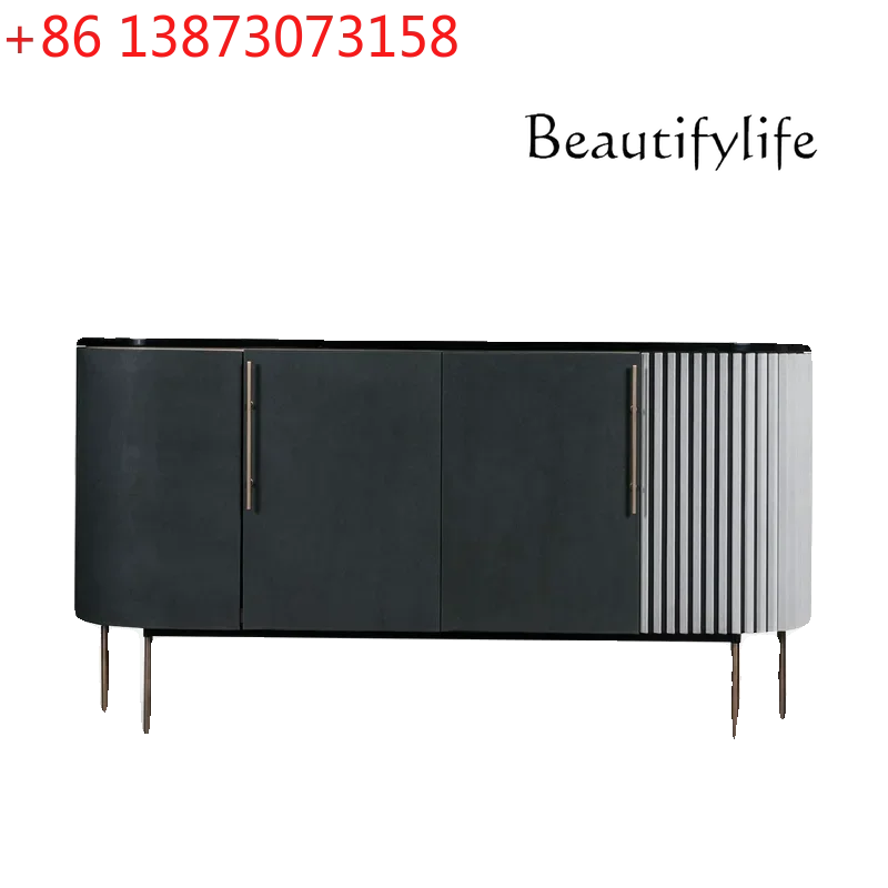 Household Entrance Cabinet Living Room Partition Modern Simple and Light Luxury Solid Wood Stone Plate Wall Sideboard Cabinet