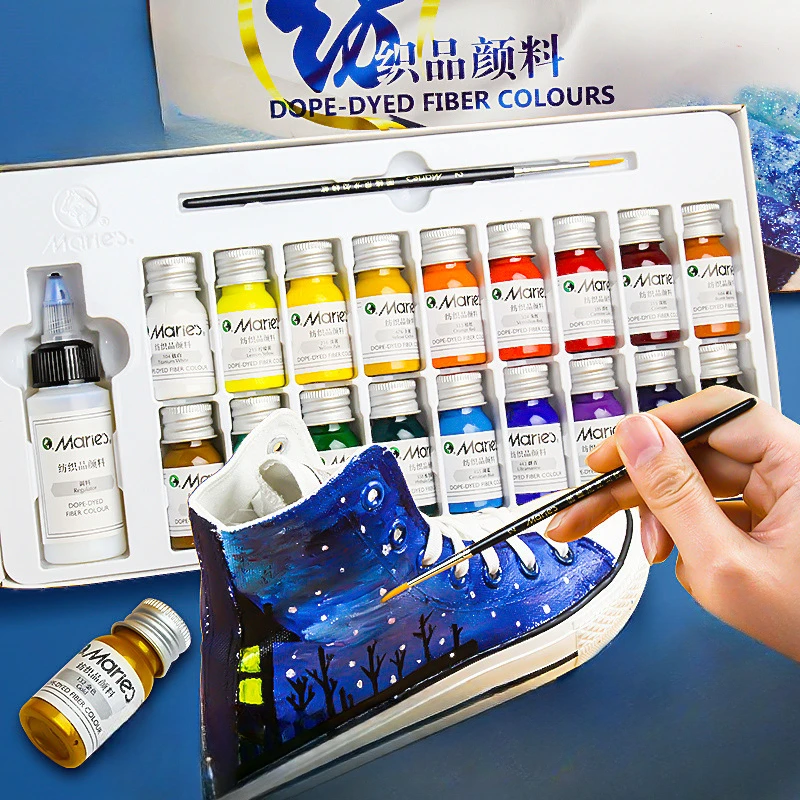 

12/18/24/36 Color 10ml Textile Fiber Pigment Set Waterproof Non Fading Handmade DIY Clothes Shoes Fabrics Painted Acrylic Paint