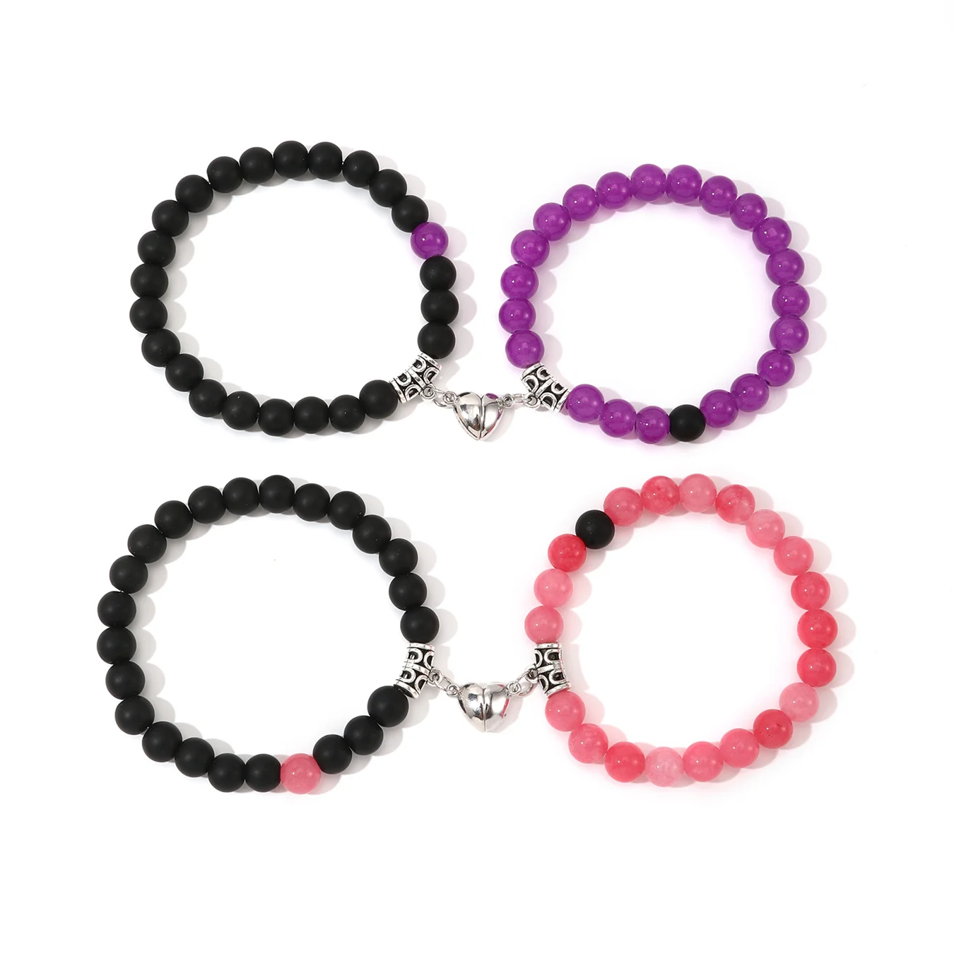 4Pcs Natural Stone Bracelet Lover Bracelets, BFF Bracelets  Fashion Beaded Bracelets