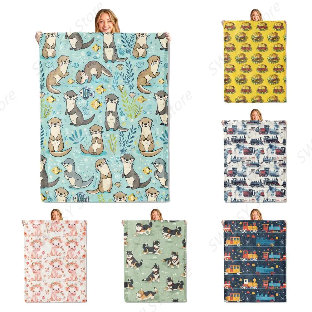 

Cute Otter Throw Blanket Ultra Soft, Cozy Lightweight Flannel,Sea Otters Ocean Blankets - Gifts for Kids