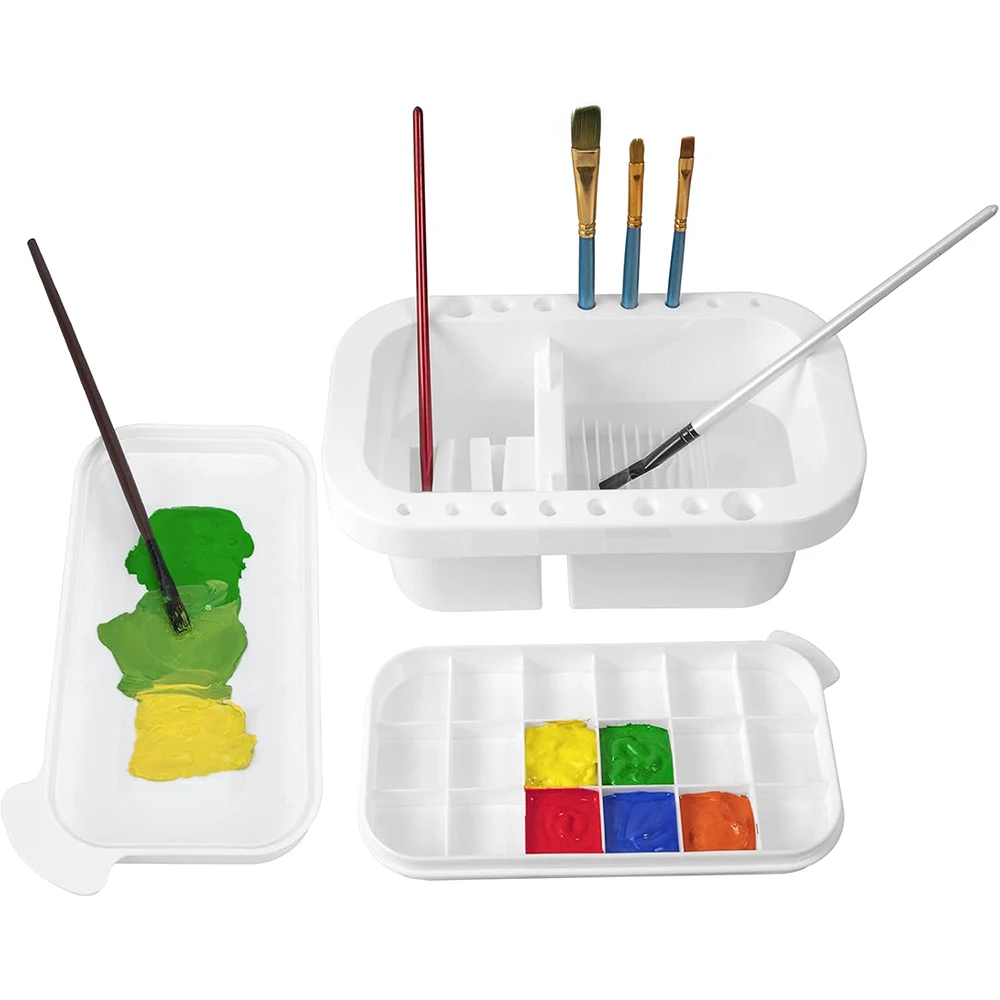 Paint Brush Cleaner ((Brush Not Included)）, Paint Brush Holder and Organizers with Palette for Acrylic, Watercolor Painting