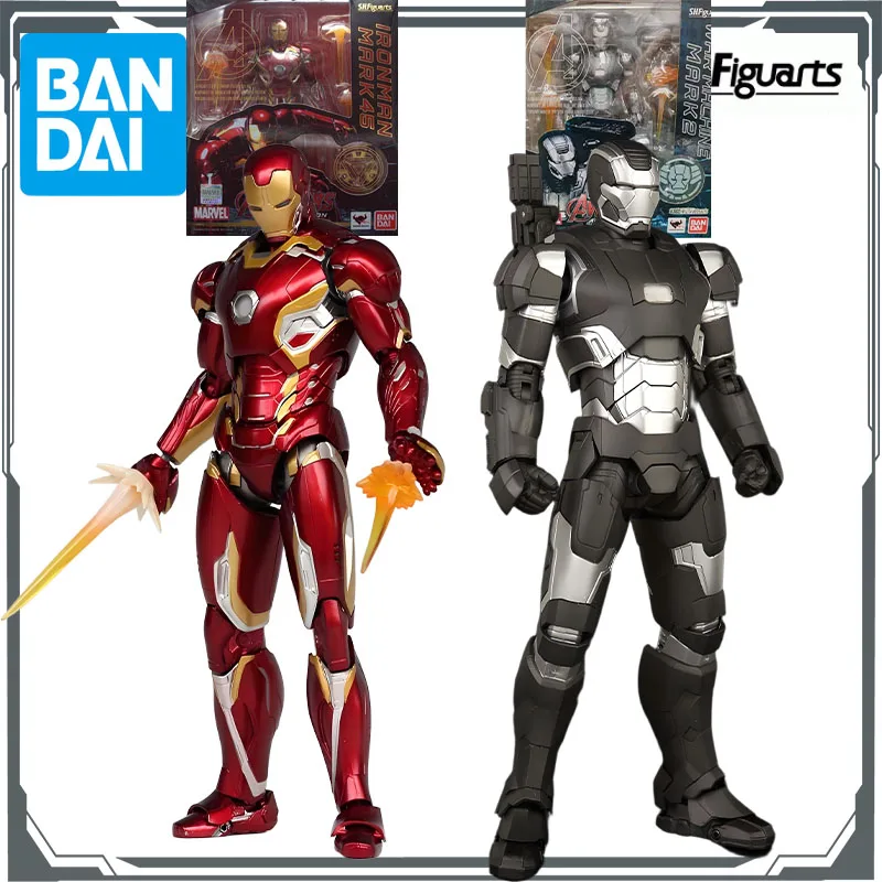 Оригинальная фигурка Bandai S.H.Figuarts IRONMAN MARK45 & WAR MACHINE MARK2, экшн-фигурка, игрушки для мальчиков, подарок, Коллекционная модель