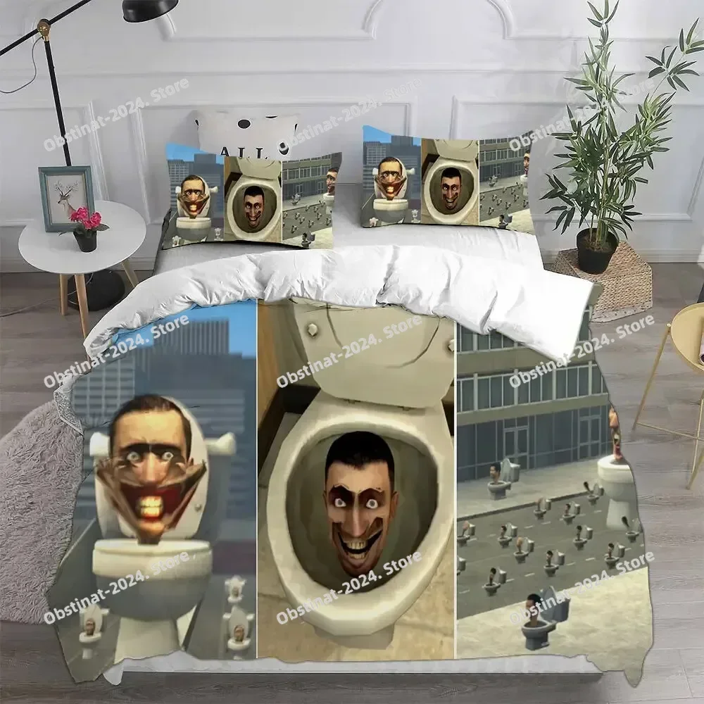 

Game Skibidi Toilet Arale Bedding Set Print With Pillowcase Bed Duvet Cover Soft Single Double Queen Super King Size Kids Adult