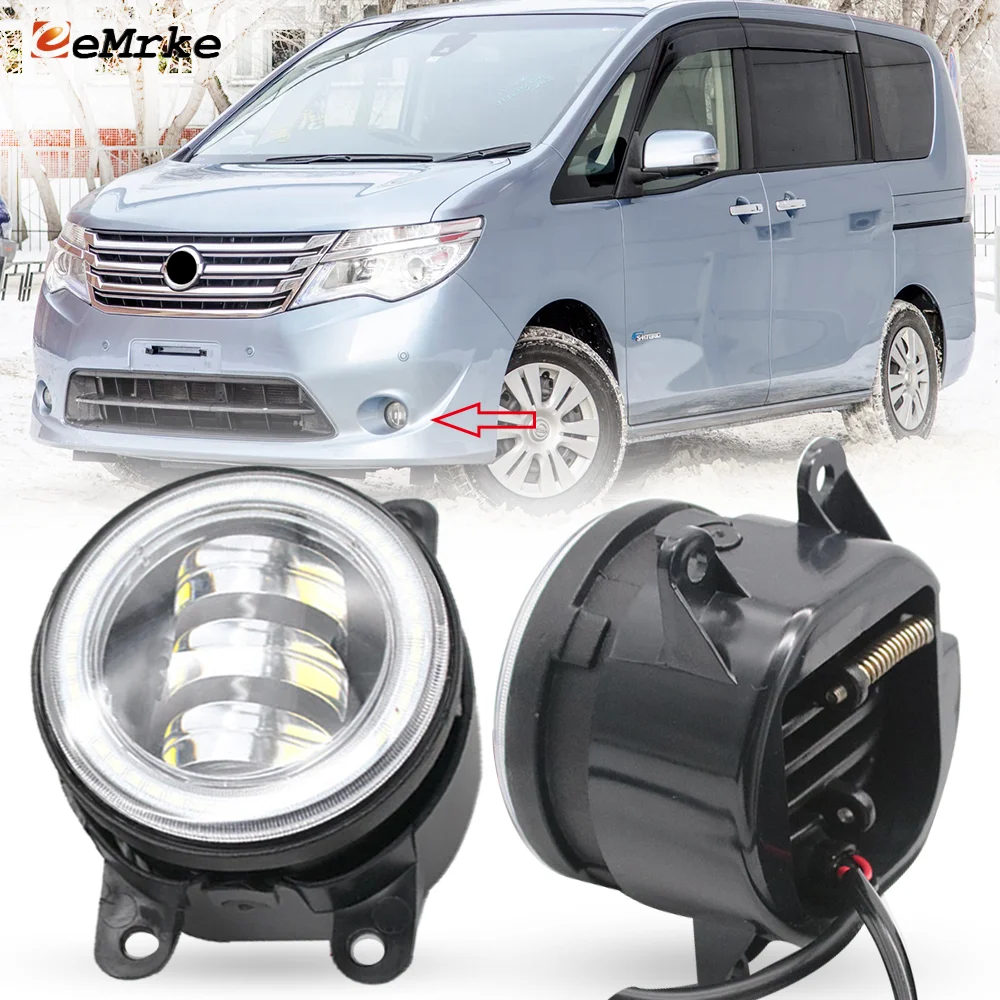 

Обновление светодиодных противотуманных фар DRL для Nissan Serena Suzuki Landy C26 2014 2015 2016 PTF с линзой Angel Eye Ring Дневные ходовые огни