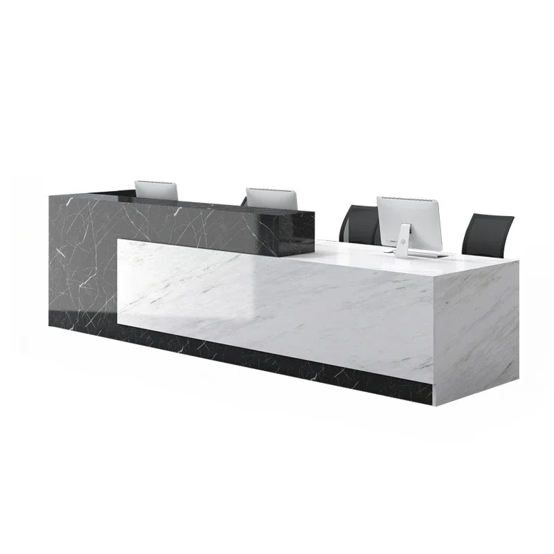 

Non-baking paint company reception desk, cashier welcome desk, simple modern marble pattern