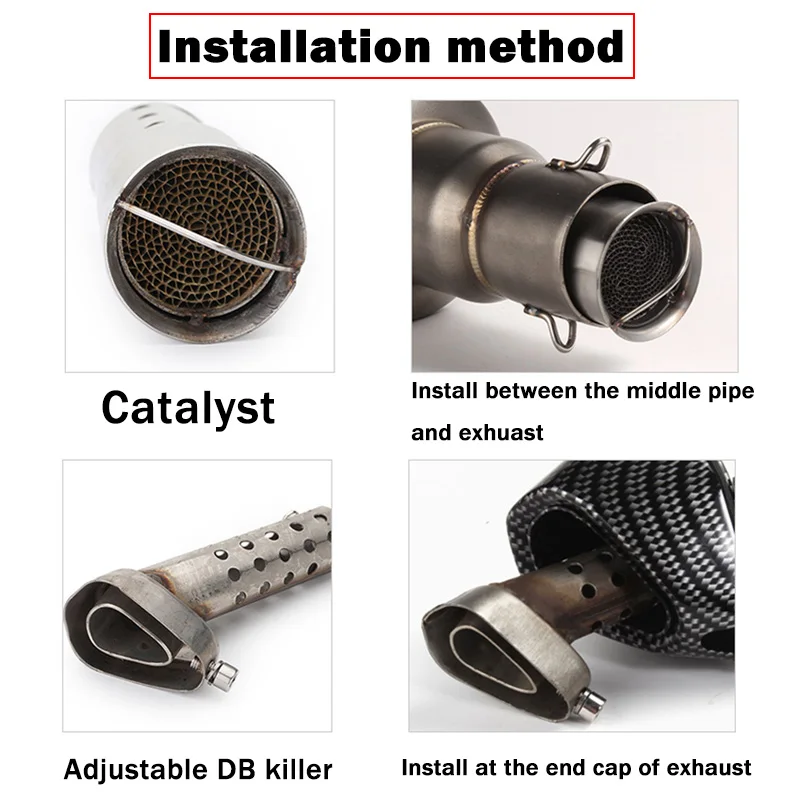 51MM Universal Motorcycle Exhaust pipe Muffler Can be inserted DB Killer Silencer sound reducer catalyst DB killer