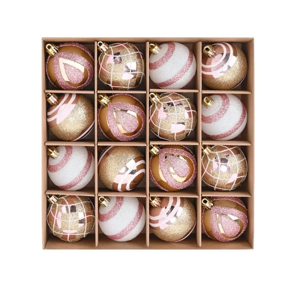 Creative 16Pcs 6cm Electroplated Ball Christmas Tree Ornament DIY Crafts Painted New Year Christmas Decorations Plastic Pendant