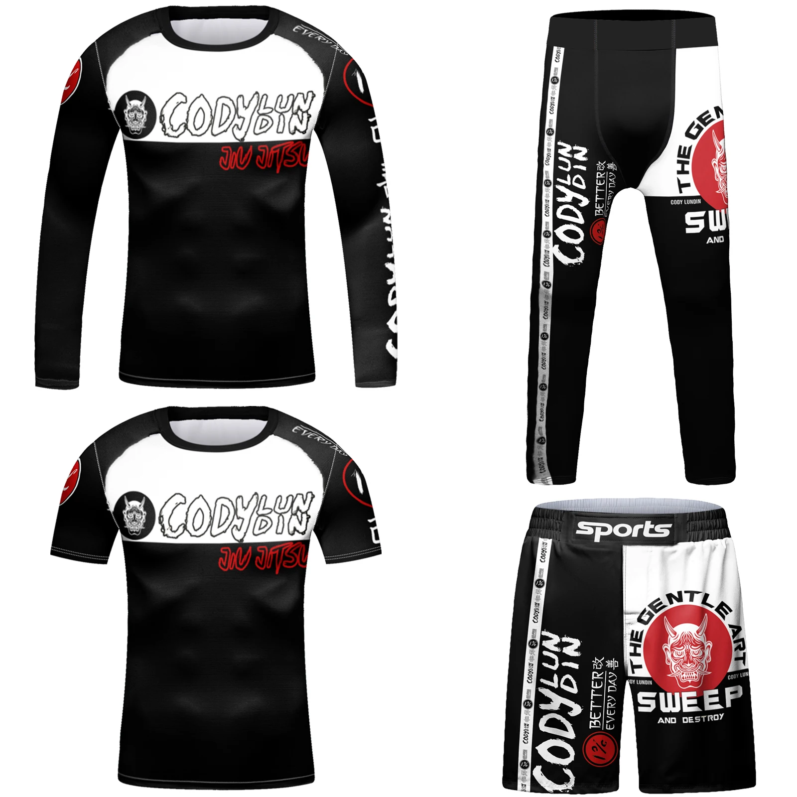 

Kids jiu jitsu T-shirt+Shorts Bjj Rashguard Children Muay Thai Shorts Tight Tracksuit MMA Boxing Fightwear Boy Kickboxing Sets