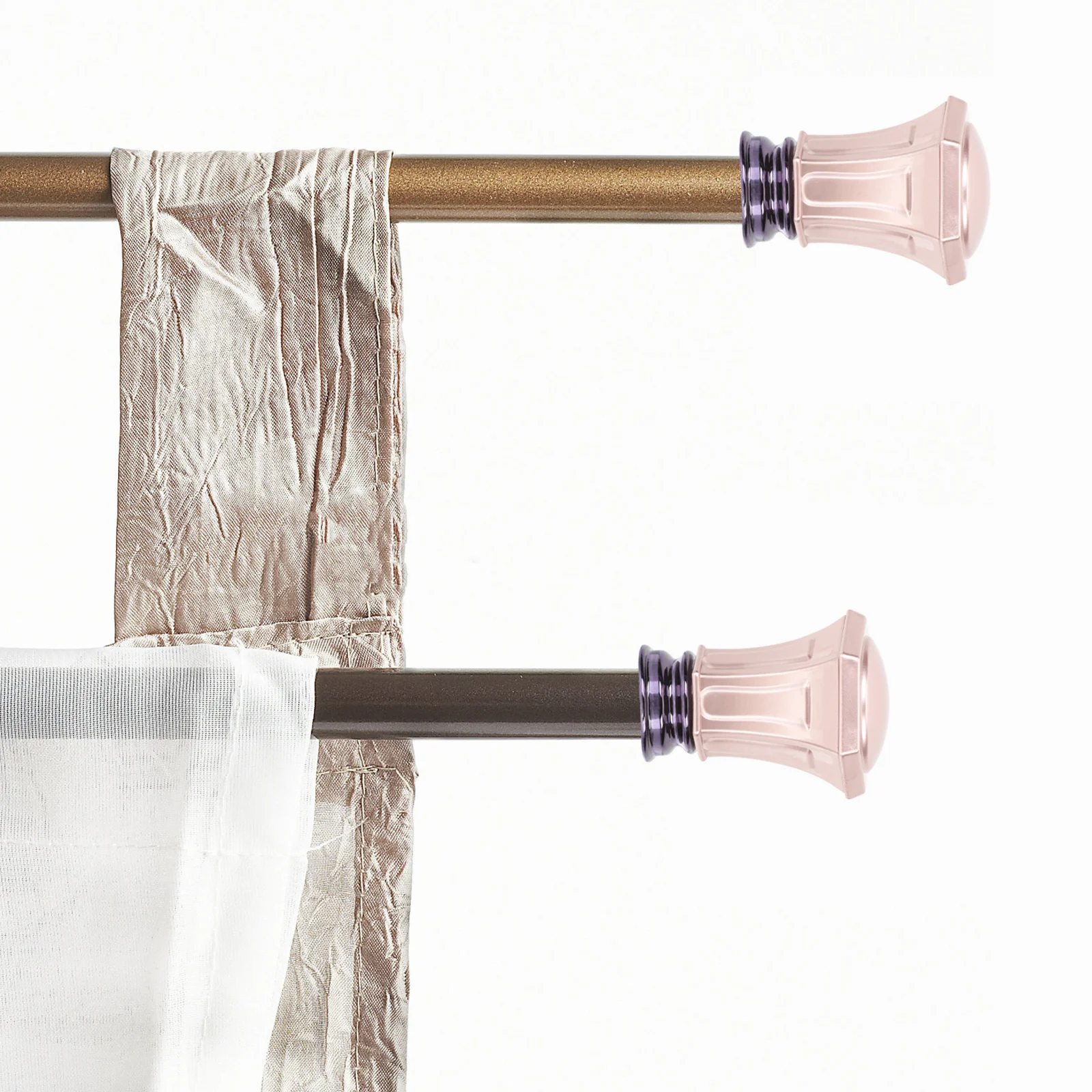 2pcs Rose Gold Decorative Curtain Pole Ends Metal Finials For Window Drapery Rods Bedroom Living Room Home Decoration