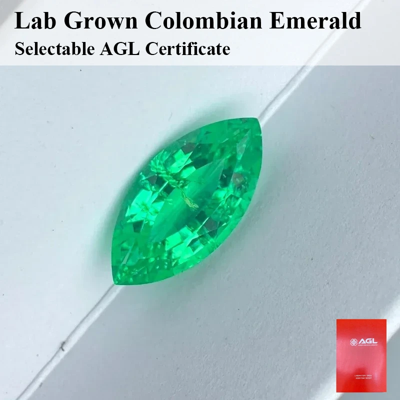 

Lab Emerald Marquise Cut Muzo Green Color Laboratory Grown Gemstones for Diy Jewelry Making Selectable AGL Cercificate