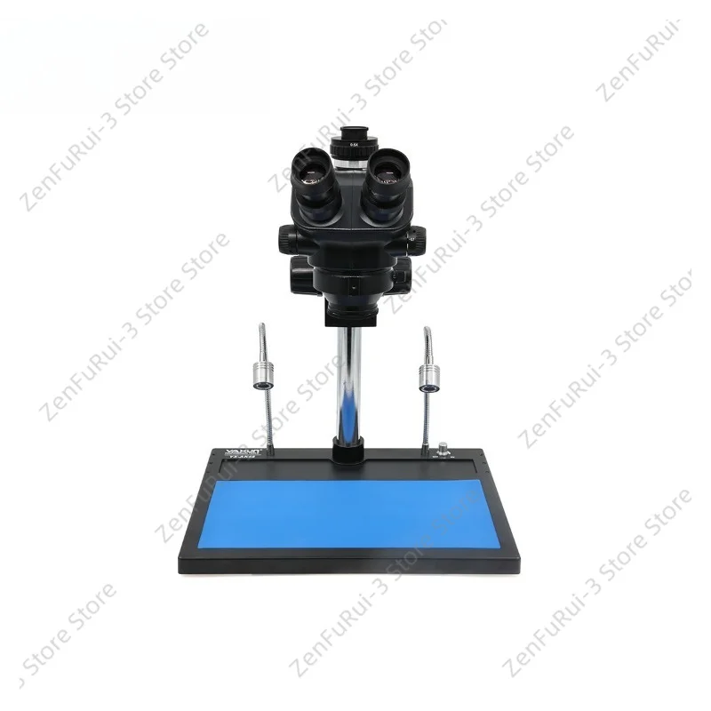 YX-AK45 Trinocular Stereo Microscope, 7-50X Magnification, High Temp Resistant LED Work Stage, Compatible With Industrial Camera