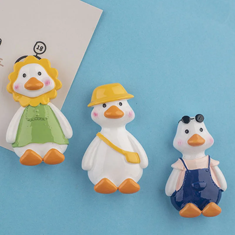 Simple Creative Cartoon Cyber Star Cute Crooked Necked Duck magnetic Resin Refrigerator Sticker Stereoscopic Magnetic Attraction