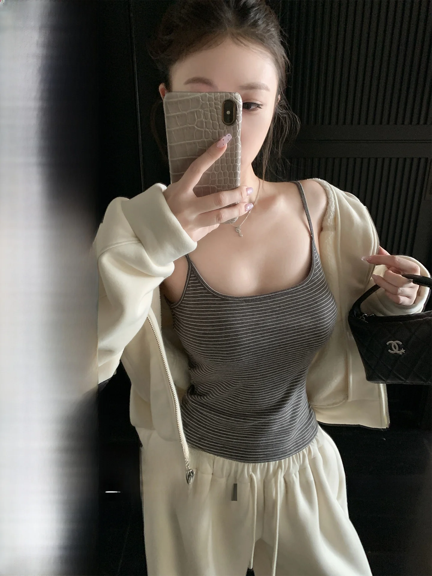 

Хлопковая женская майка-топ с U-образным вырезом, теплая, для повседневного использования, однотонная, в корейском стиле, без подкладки, с эффектом увеличения груди