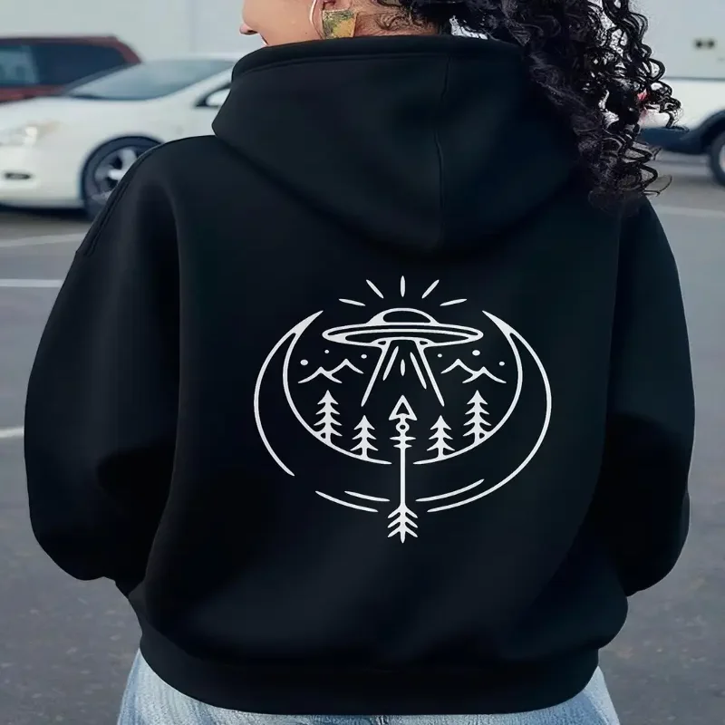 

Женская толстовка с капюшоном и принтом, пуловер с капюшоном на шнурке, новая графика, осенне-зимняя сезонная уютная уличная одежда, повседневная одежда