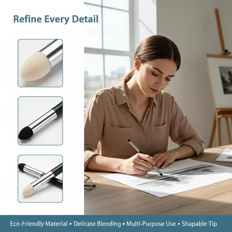Dual-Headed Sponge Smudge Sketch Pens Set 2Pcs Reusable Durable Art Drawing Tools for School Art Class Teen Students