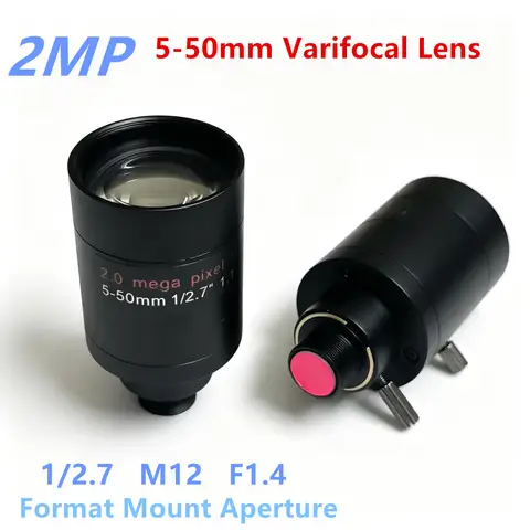 2MP Varifocal Lens 5-50mm M12 Mount Lens 1/2.7 inch F1.4 With 650nm IR Filter Manual Focus and Zoom For CCTV Security Camera Len