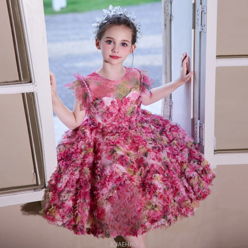 Luxury Girls Princess Dress High End Pageant Gown Kids Piano Recital Outfit Birthday Party Performance Formal Occasion Elegant
