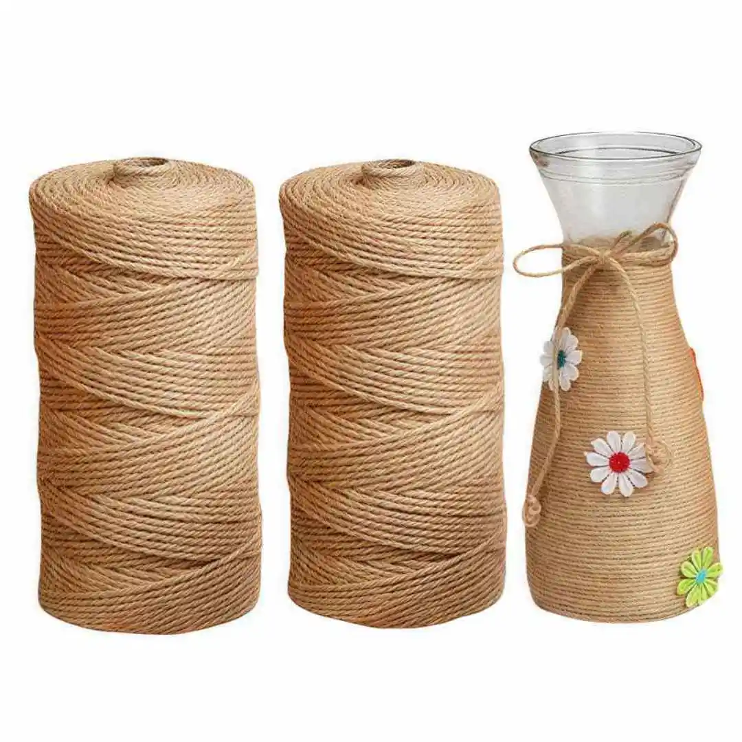 Natural Jute Twine 2mm 100m Brown Garden Rope for Crafts, Gardening, Gift Wrapping, Bundling, DIY Decor