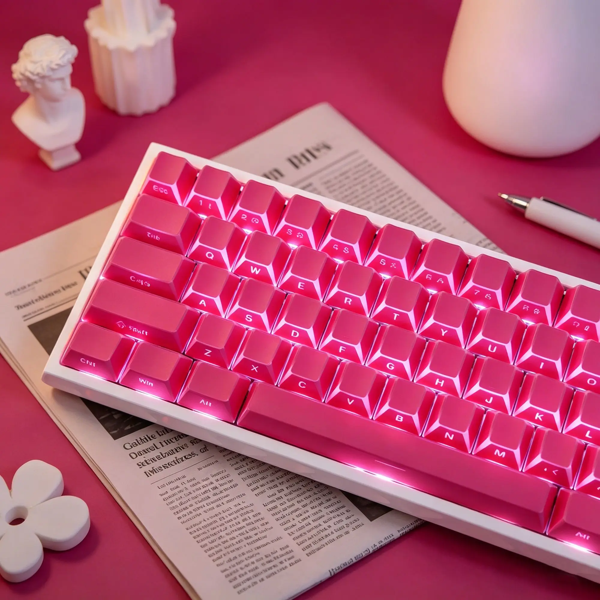 

Berry Red Shadow Fold Side Printed Shine Through PBT Keycap Cherry Profile Double Shot Keycaps for MX Switches Gaming Keyboard