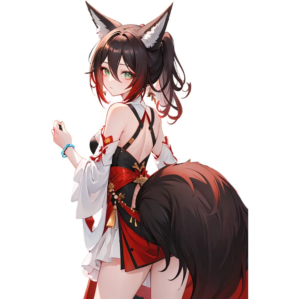 Anime Fox Ear Girl Vinyl Car Sticker,Waterproof,23cm Large /15cm Small Size Optional Decal for Rear Window,Bumper,Trunk Decor