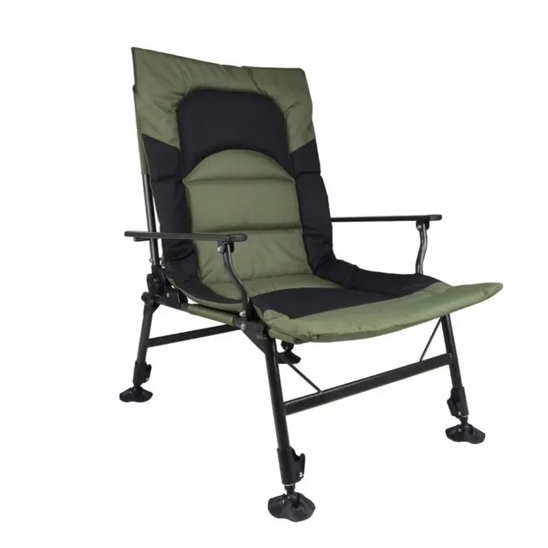 Portable Folding Beach Chair Army Green Outdoor Carp Fishing Bed Tackle Seat Lightweight Camping Chair for Anglers Travel