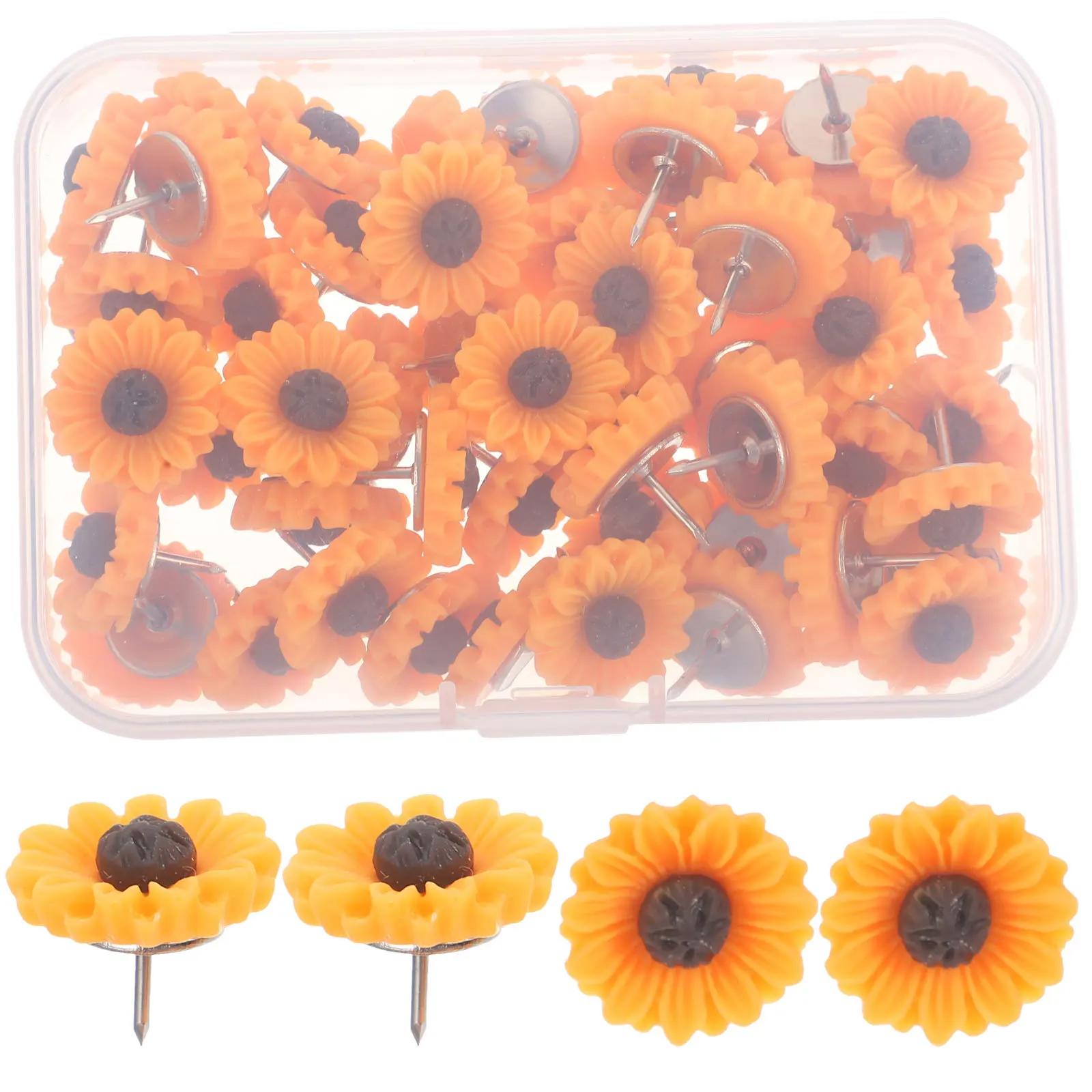 

50Pcs Sunflower Push Pins Multi-Function Thumbtacks Home Office Message Board Cork Board Accessories Portable Small Decorative