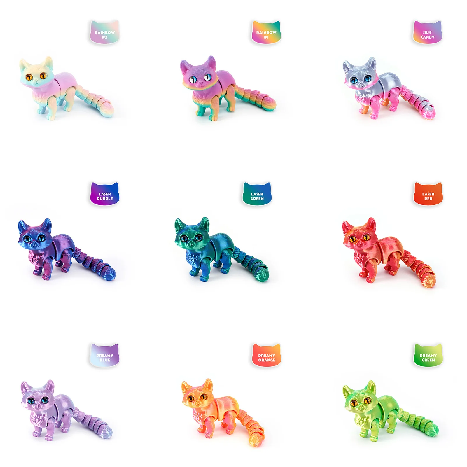 3D Printed Cute Cat Figurine Animals Model Toy Desktop Pet Articulated Cat Collectibles Toy for Home Office Tabletop Decoration view 4