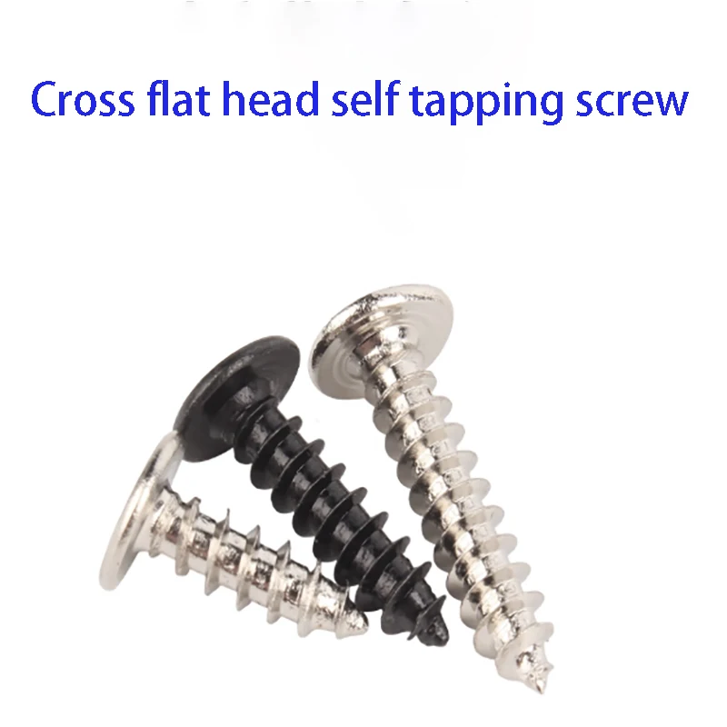 304 Stainless Steel CA Flat Head Cross Self Tapping Screw with Large Thin Head, Flat Head, Pointed Tail M2 M2.3 M2.6 M3 M3.5 M4