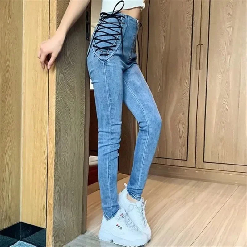 

Jeans Women Spring New European and American Fashion High Waist Elastic Denim Pants Tight Leggings