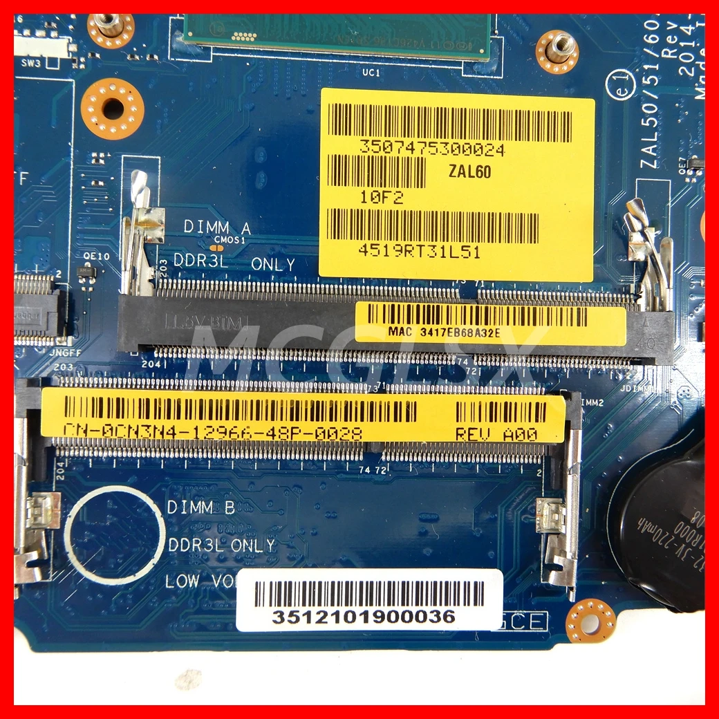 Imagem -03 - Laptop Motherboard para Dell Latitude La-b071p Mainboard para Dell Latitude 3450 3550 3205u I34th 5ª Geração Cpu