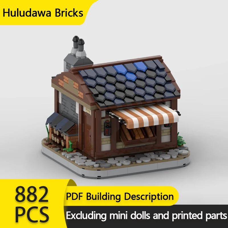 Medieval Castle Model MOC Building Bricks Street View Bakery Modular Technology Gifts Holiday Assemble Children Toys Suit