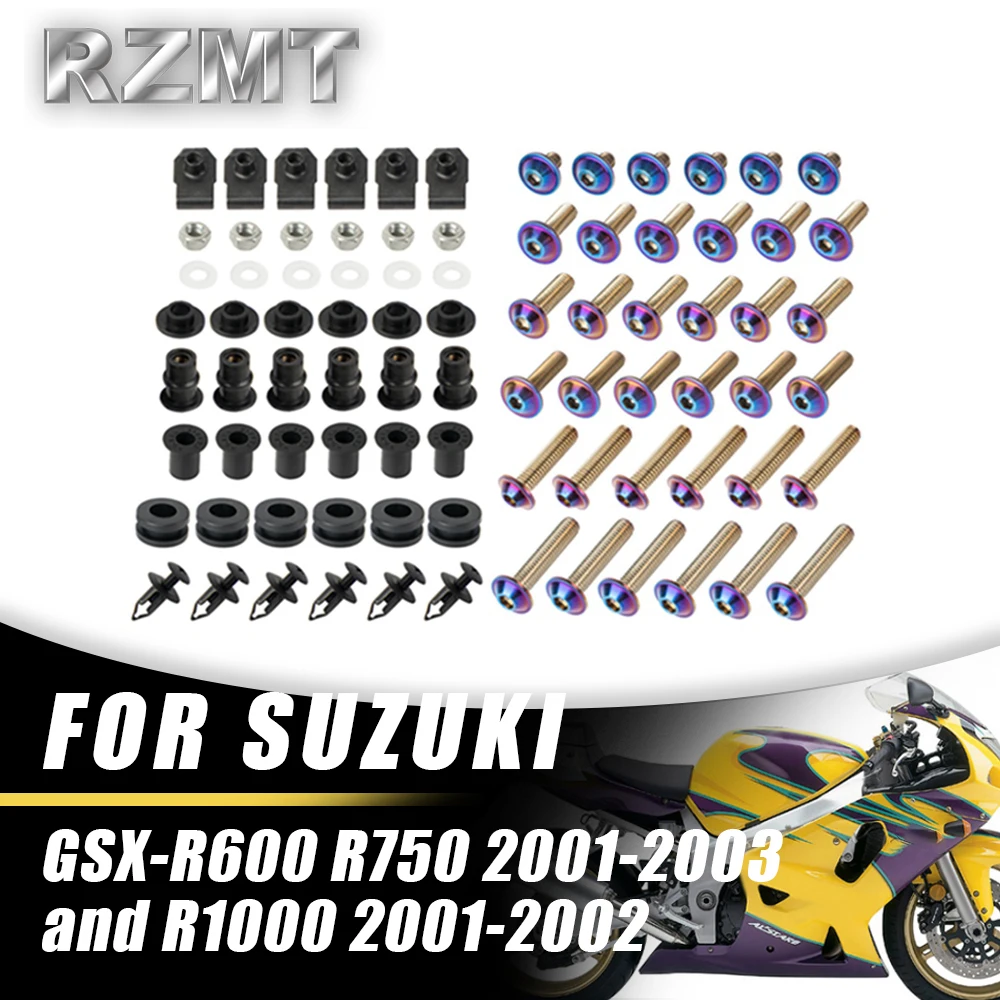 

For SUZUKI GSX-R600 R750 2001-2003 And R1000 2001-2002 Motorcycle Stainless Complete Bodywork Fairing Bolt Kit Screws Clip