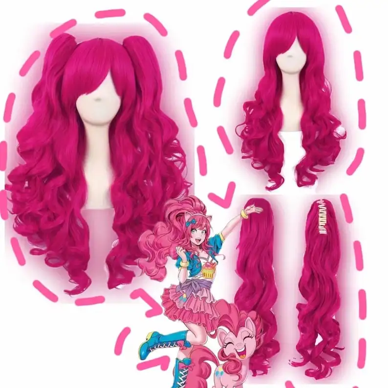 Pink Twin-Ponytail Anime Cosplay Wig Made from heat-resistant synthetic fibers Ideal for Pony Girl cosplay