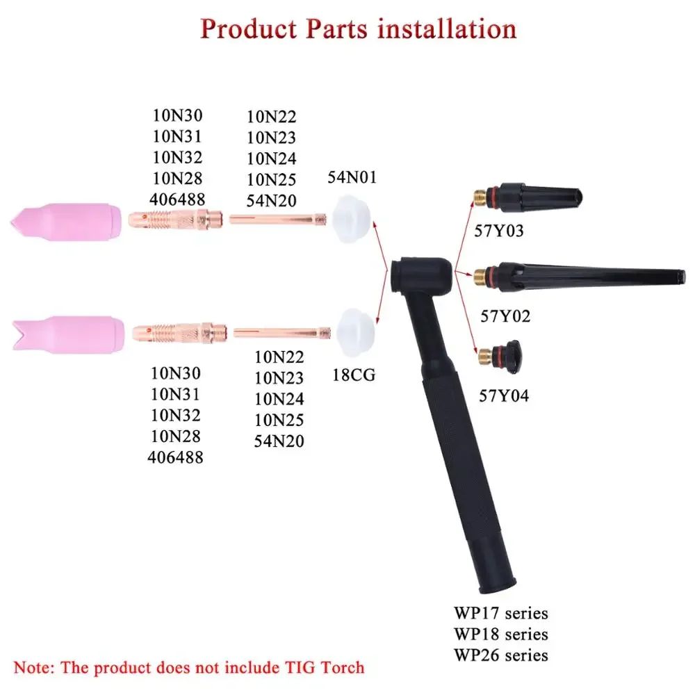 24 قطعة TIG شعلة لحام داخل زاوية خارجية عدسة الغاز ل WP17 WP18 WP26 TIG الغطاء الخلفي كوليت الهيئات قطع الغيار عدة اكسسوارات