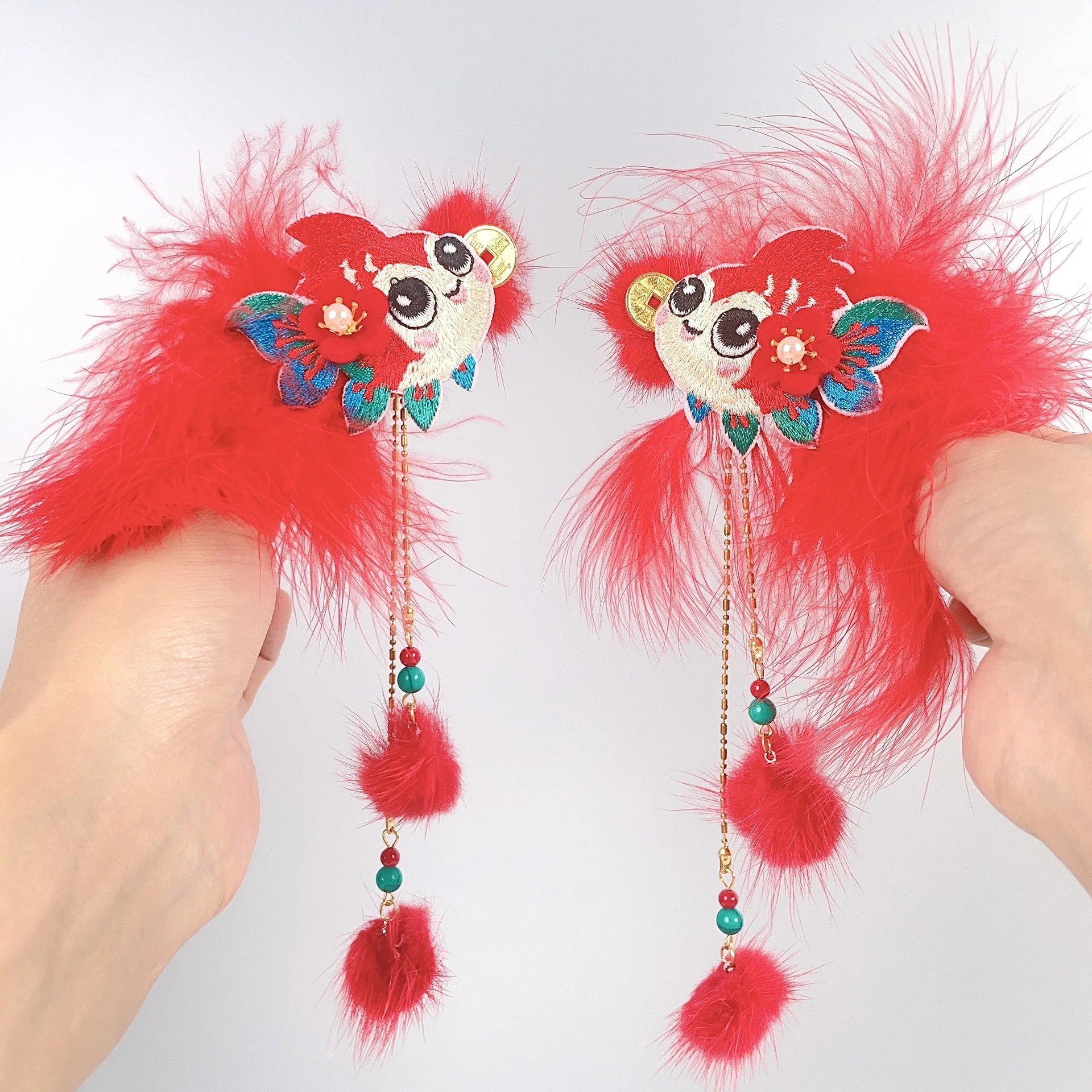 

1 пара головных уборов Hanfu, аксессуары для волос в китайском стиле для девочек, новогодняя подвеска, заколка для волос с кисточкой, ювелирные изделия, детская заколка для волос