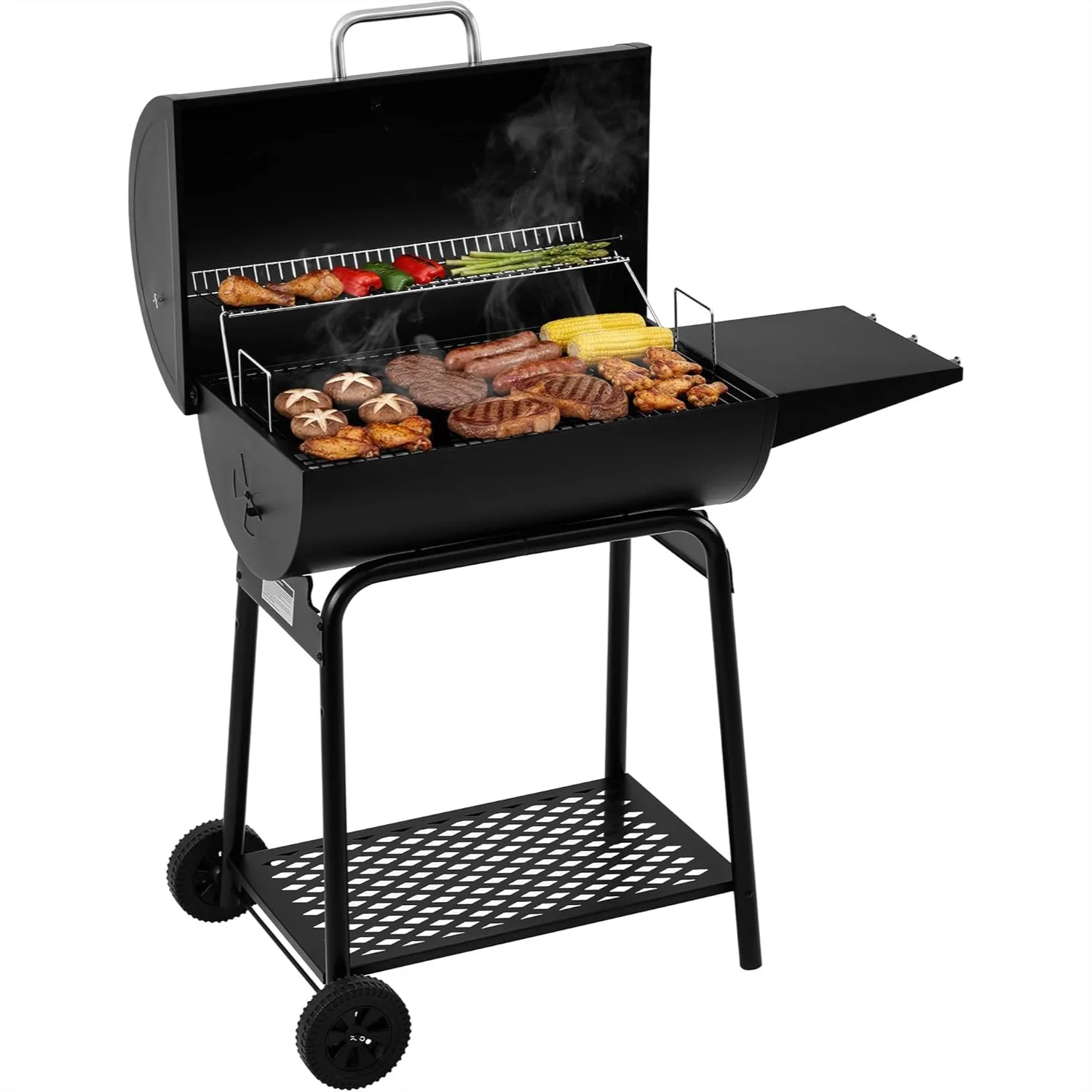 

28 Inch Barrel Charcoal Grill with Warming Rack, 626 Sq. In. Grilling Space for Backyard, Patio and Parties