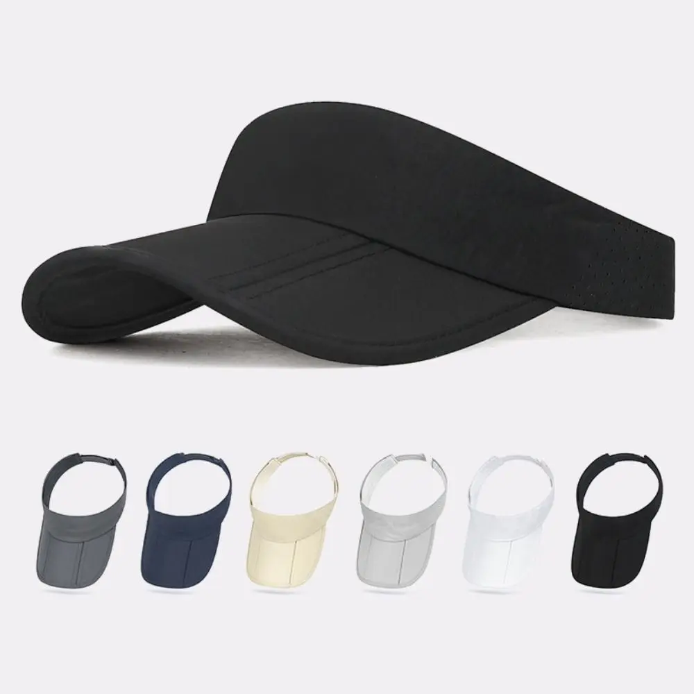 Summer Breathable Foldable Sun Visor Hat Adjustable Long Brim Baseball Cap Anti-UV Flexible Brim Empty Top Hat Running