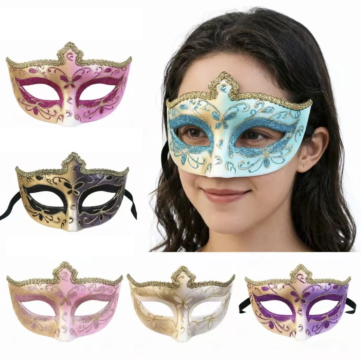 1pc Women's Fancy Dress Party Makeup Ball Lace Mask, Venetian Mask, Mysterious Carnival Halloween Half Face Mask