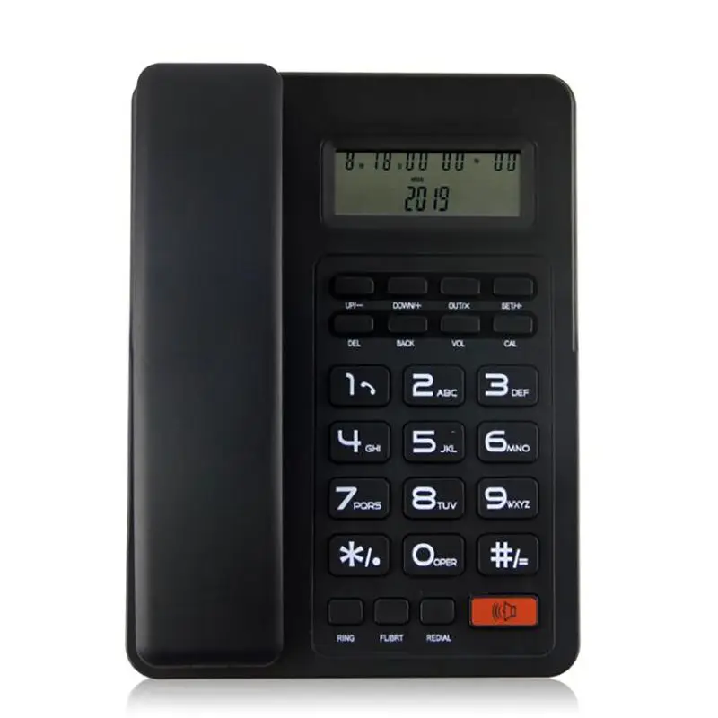 Desktop Corded Telephone Landline Phone with Calculator, Hands-Free Dialing, LCD Display, Adjustable Volume & LCD Brightness