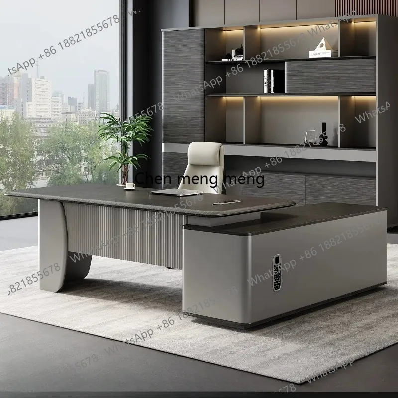 

Boss Desk Office Manager Office Desk and Chair Combination High-end Light Luxury Boss President Desk