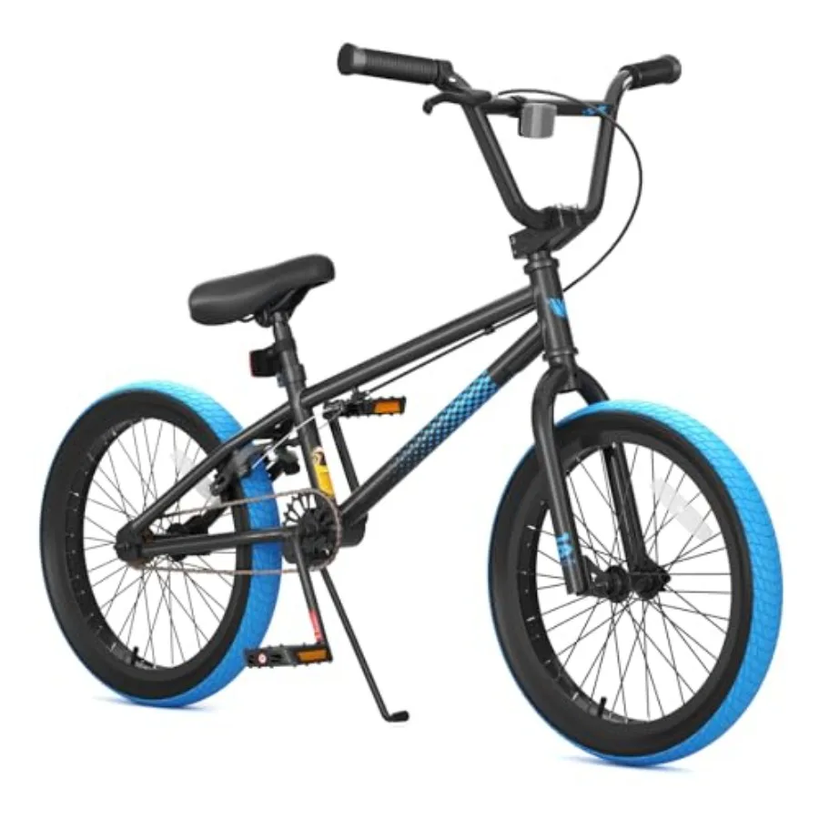 

Велосипед BMX для мальчиков 18/20 дюймов, для возраста 8-12 лет, с передним и задним U-образным тормозом, регулируемым сиденьем, железной вилкой, широкими шинами 2.09, черная рама